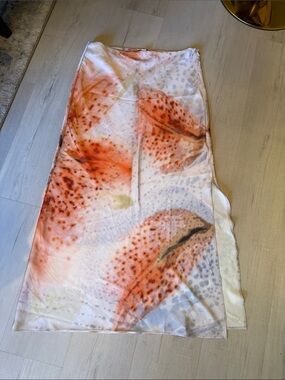 Bar III Cream and Coral Floral Swim Sarong
